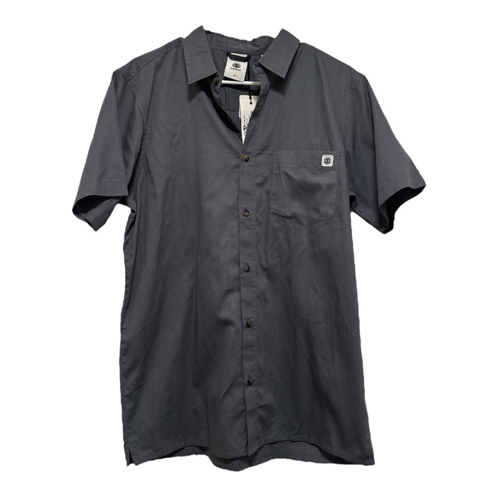 Element Gray Casual Button Organic Cotton Button Down Short Sleeve Shirt Size M